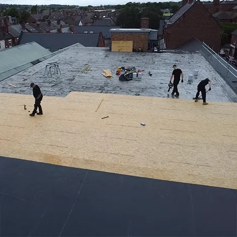 Commercial Flat Rubber Roof Installation