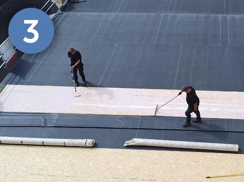 Flat Roofing Installation - Stage 3 - Apply adhesive to OSB