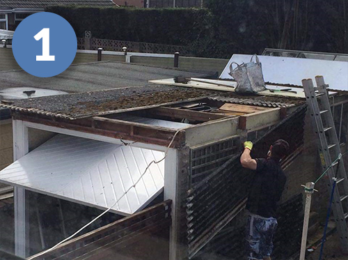 Flat Roofing Installation - Stage 1 - Remove existing roof.