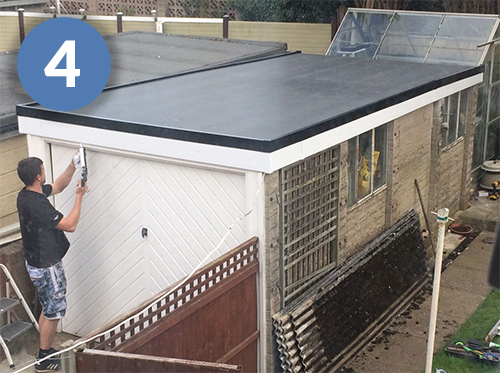 Flat Roofing Installation - Stage 4 - Fitting of Rubber roof membrane